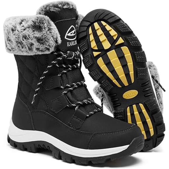Women's Snow Boots Waterproof Winter Boots Mid-Calf Outdoor Lightweight Warm Fur - Picture 7 of 7
